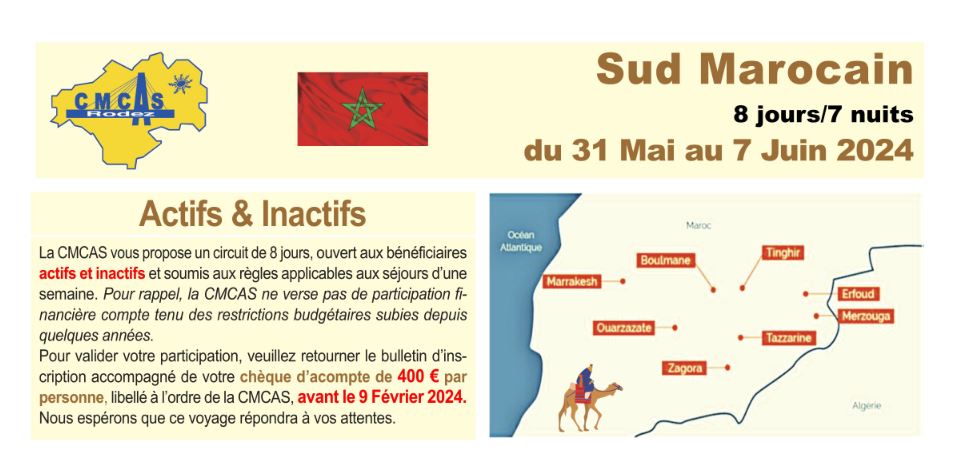 Maroc 2024 : inscrivez-vous avant le 9 février !